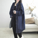 Kevadine ja s&uuml;gisene retro teksas&auml;rkkleit pikkade varrukatega pluus Naiste rev &Uuml;herealine naiste s&auml;rk jakk XL tumesinine v&auml;rv