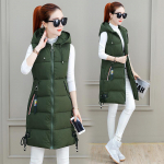 Naiste keskmise pikkusega s&uuml;gis-talvine kapuutsiga slim-fit suure suurusega puuvillane vest 3XL