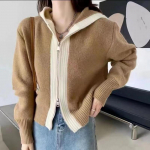 S&uuml;gis Uus Kahe Lukuga Kootud Kapuutsiga Kampsun Kardigan Naiste Mood Talv Pikkade Varrukatega Vabaaja Kardigan Jakk Naiselik Elegantne &Uuml;hev&auml;rviline Kudum 24800 One Size valge