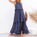 Naiste Ruffle Long Boho Maxi Kleit Suvine Varrukateta Peokleit Holiday Beach Sundress XXL