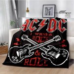 Rockb&auml;nd AC/DC retrotr&uuml;kiga flanellist soe pleed piknikutekk voodikate viskepleed voodipesu S&uuml;nnip&auml;evakink 40x50in