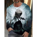 Men's Long-sleeved T-shirt 3d Printed High-definition Wolf Animal Print Men's Autumn Tops Casual Round Neck T-shirt S