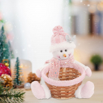 Candy Basket Container Snowman Shape Cute Easy to Use Table Decor Practical Woven