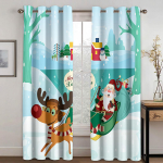 J&otilde;ulukaunistuste kardin 3D multifilm J&otilde;uluvana j&otilde;ulupuu pol&uuml;esterriidest kardin lumememme muster pidulik atmosf&auml;&auml;r W132cm x H160cm&Hook