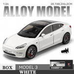 1/24 Tesla Model 3 Diecast Alloy Model Car Collection Kaunistused S&uuml;nnip&auml;evakingitused Heli ja valgus j&otilde;ulukingid M&auml;nguasjad lastele valge