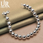 925 Sterling h&otilde;be 8mm &uuml;mmargune helmes kett k&auml;ev&otilde;ru Moodsad pulmaehted 20CM