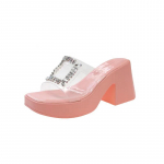 Moekingad Ruudukujulise kontsaga Sandaalid Kontsad Platvormsandaalid Naiste Slaidid Jelly Pl&auml;tud Plokk K&otilde;rge Suvi Pehmed S&auml;delevad 39 roosa