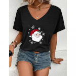 Mood Punane J&otilde;ulup&auml;ev Naiste R&otilde;ivad Suvine V-kaelusega Lai L&uuml;hikeste Varrukatega J&otilde;uluvana T-s&auml;rk Trend Kuumalt M&uuml;&uuml;vad Stiilid S