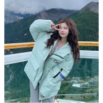 Talvine lahtine leivamantel Korea versiooni paksendatud puuvillase jakiga &uuml;ler&otilde;ivad S beež