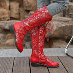 V&auml;rviline muster, moekad ja vabaaja keskmise ja pika s&auml;&auml;rega paeltega etnilised naiste saapad 36 must