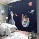 Uus Pimendav Kardin Multikas Maa Planeet Kosmos Astronaut Rakett Tr&uuml;kiga K&otilde;rge Varjutusega Kardin Laste Toa Elutoa Kardinad W55 X H120cm X 2&HOOK gray