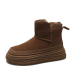 Naiste kingad 2024 Uued Lukuga Naiste Saapad Talvised &Uuml;mara Ninaga &Uuml;hev&auml;rvilised Flokitud Pl&uuml;&uuml;s Soojad Keskmise Kontsaga Veekindlad Lakoonilised Lumesaapad 35 pruun