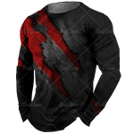 Vintage Tees Pikkade varrukatega must T-s&auml;rk Meeste 3D-printeriga s&auml;rgid Claw Graphics T-s&auml;rgid Punased Meester&otilde;ivad Topid Vabaaja t&auml;navar&otilde;ivad S