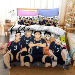 Haikyuu!! Voodipesukomplekt 3D Anime Pol&uuml;ester Tekikate Padjap&uuml;&uuml;rid Queen King Lastele Kingitus V&otilde;rkpalli Anime Tekikatted EU Single 135x200cm black
