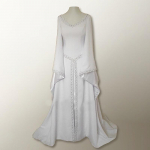 Naiste Faahion Flare varrukatega O-kaelusega keskaegne peokleit Suures suuruses Witch Pixes Dark Kleit Maagiline Cosplay Kleit Suures Suuruses Renaissance Kleit XXXXXL valge