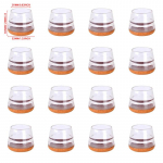 16 TK Laua jalapadi kummist tooli jalakatted &uuml;mmargused kandilised p&otilde;randakaitsematt m&ouml;&ouml;blipadjad m&auml;hitud vildip&otilde;hjaga liugurid Diameter 15-21mm