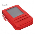 M&uuml;ndikott 14 kaardipesaga Suure mahutavusega kaardihoidja ID aken Vargusvastane T&otilde;mblukk Kunstnahast Kindel &otilde;mblemisega kaasaskantav rahakott roosa