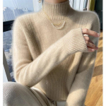 Moodne naiste ka&scaron;miirist sviiter avara pikkade varrukatega kudum &uuml;hev&auml;rviline poolk&otilde;rge kraega pullover XXL