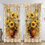 2 tk P&auml;evalill Uus Moodne Dekoratsioonikardinad Akna jaoks 3D Digitaalselt Tr&uuml;kitud Vardatasku Kardinad Elutuppa Kontorisse Kodu Dekoor 100W130H(CM)40x51in&rod pocket