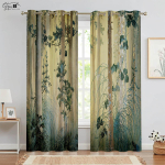 Looduse Metsa Maastik 3D Prinditud Kardinad Roheline Pastoraalne P&auml;ikesepaiste Looduslik Aerobic B&B Hotell Magamistuba Elutuba Kardinad 2 tk W50xH160(CM)x2PCS&Grommet Top