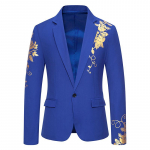 Uus Mood Paisley Kuumstantsitud Tr&uuml;kk Meeste &Uuml;likonnajakk Vabaaja &Auml;ri Pulm Slim Fit &Uuml;likond &Uuml;he N&ouml;&ouml;biga &Uuml;likond Peojakk Kontor US 3XL kuninglik sinine v&auml;rv