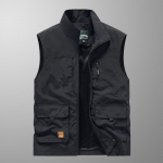 Kevad- ja s&uuml;gisvest Meeste &otilde;huke vabaaja vabaaja mitme taskuga t&ouml;&ouml;riiete vest Meeste lahtise kaelusega vest XXXXXL must