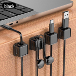 Moodne kaablikorraldaja: Laua- ja autokaabli salvestusruum, telefoni laadimisklambri hoidik must