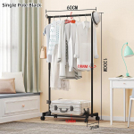 Kahekordse toruga riidenagi p&otilde;randal seisev riidepuu liigutatav lihtne riiul magamistoa hoiuriiul kokkupandav garderoobikorraldaja