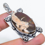 Mud Crack Fossil handmade 925 Steling Silver Jewelry Pendant 2.36 P4t52