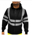 Meeste helkur- ja kanalisatsiooniga kapuutsiga kampsun, sametvoodriga v&auml;litingimustes kasutamiseks XXL must