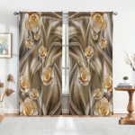 Kuldne Luik Loom Diomand Lill Luksuslik Akna Kardin Rulood Elutuppa Laste Magamistuppa Vannituppa K&ouml;&ouml;ki Uksele Kodu Dekoratsioon 2 tk W65X60H(cm)X2Pcs&Grommet Top