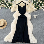 2025. aasta suvine kootud spagetirihmadega pikk kleit naistele Seksikas pakett puusad Maxi kleit Elegantne peoriided varustus One Size must