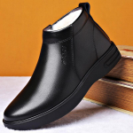 Meeste ehtsast nahast lumesaapad talveks keskealistele ja eakatele soojad saapad villavoodriga Integreeritud karusnahaga Isa eakate saapad 38 must