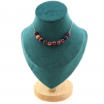 Pierres et Min&eacute;raux. Collier 10 perles Oeil de Tigre violet bicolore 8 mm. Chaine en acier Collier femmes, hommes. Taille personnal