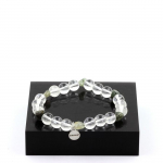 Pierres et Min&eacute;raux. Bracelet Quartz rutile vert du Br&eacute;sil + Perles Quartz 8 mm. Fabriqu&eacute; en France.