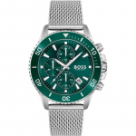 Hugo Boss 1513905 Admiral Chronograph Green Dial meeste k&auml;ekell 45 roheline