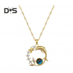 Delfiini T&auml;ht Kaelakee Kuup Tsirkoonium Sinine Planeet Ripats Kaelakee Ookeani Loomade Teema Rangluukett Ehted Kingitus Naistele sinine