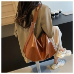 New autumn style PU shoulder and crossbody bags solid shiny zipper large capacity versatile bags