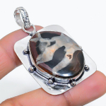 Mud Crack Fossil handmade 925 Steling Silver Jewelry Pendant 2.21 R7a17