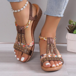 Naiste kiilusandaalid Suvised Bohemia Rhinestones Vabaaja platvormsandaalid Naistele Peep Toe Rannajalatsid 34