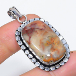 Crazy Lace Agate Handmade 925 Sterling Silver Jewelry Pendant 1.93 w9y19