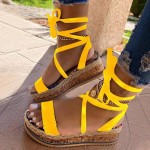 Uusimad Suvised Naiste Madu Sandaalid Platvormkanna Ristkinnitus Pahkluu Rihm Avatud Varvas Rannapeo Naiste Kingad Zapatos Sandaalid 42 yellow