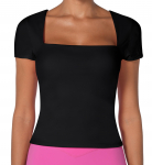 L&uuml;hikeste varrukatega naiste T-s&auml;rgid, kandiline kaelus Kevadsuvi Moodne Crop Tank Out Top XS must