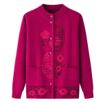 Soe kootud kardigan keskealistele ja eakatele naistele - pluss sametist talvine kampsunkarvkate 5XL (150-160 jin) pink