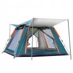 4 Person Family Camping Automatic Tent Large Space Tents Automatic Opening Waterproof Four Sides Breathable Outdoor Hiking Tent 215*215*142cm silver inside