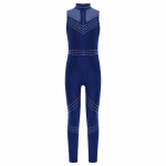 T&uuml;drukute varrukateta v&otilde;rk-patchwork jumpsuit, t&auml;ispikk s&auml;delevate strassidega leotard iluuisutamiseks ja tantsimiseks 7-8 Years tumesinine v&auml;rv