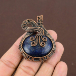 Lapis Lazuli Handmade Copper Wire Wrap Jewelry Pendant 2.25 h4e88