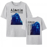 Alanis Morissette 2025 maailmaturnee T-s&auml;rk L&uuml;hikeste varrukatega O-kaelusega Naiste/Meeste T-s&auml;rgid T&auml;navamood Hip Hop Unisex Puuvillased Topid XL