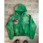 RogueWave Y2K Uus Vabaaja Joker Suure Kirjaga Tikitud Kapuutsiga Pusa Meestele ja Naistele High Street Paari Mantel Retro Lahtine Lukuga Dressipluus XXXXL roheline