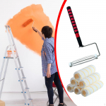 Paint Roller Frame 9 inch with 6 Covers,Adjustable Telescopic Handle Ergonomic Grip
